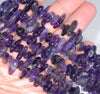 12-14MM Amethyst Gemstone Stick Pebble Chip Loose Beads 15.5 inch (80002169-A10)