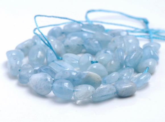 6-7MM Aquamarine Gemstone Pebble Nugget Granule Loose Beads 15.5 inch Full Strand (80002170-A2)