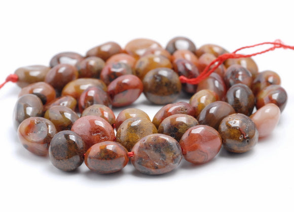 8-9MM Natural Red Agate Gemstone Pebble Nugget Granule Loose Beads 15.5 inch Full Strand (80002174-A2)