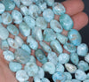 9-10MM Larimar Gemstone Pebble Nugget Granule Loose Beads 15.5 inch Full Strand (80002177-A2)