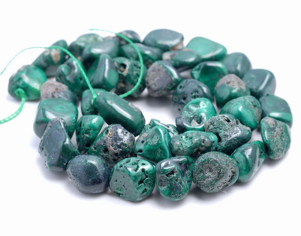 9-10MM Malachite Gemstone Grade AB Pebble Nugget Granule Loose Beads 15.5 inch Full Strand (80002190-A0)