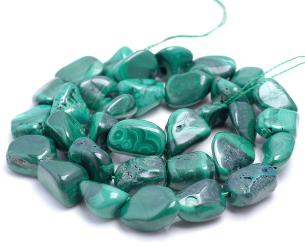 9-10MM Malachite Gemstone Pebble Nugget Granule Loose Beads 15.5 inch Full Strand (80002191-A0)