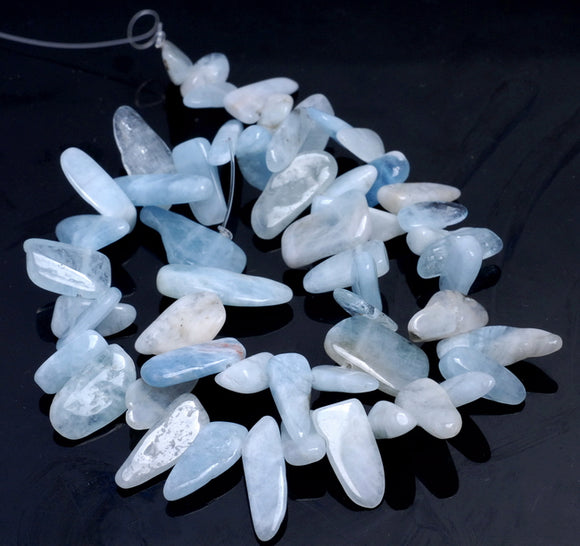 16-22MM Aquamarine Gemstone Stick Chip Loose Beads 15 inch (80002201-A13)