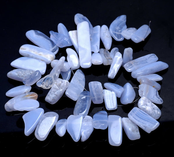 20-30MM Chalcedony Blue Lace Agate Gemstone Stick Chip Loose Beads 15 inch (80002202-A13)