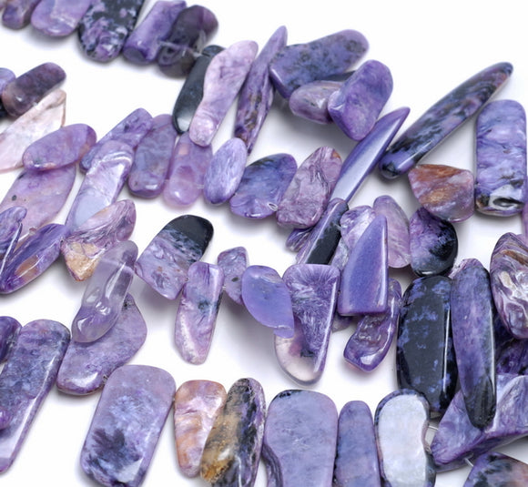 21-28MM Charoite Gemstone Stick Chip Loose Beads 15.5 inch (80002204-A13)