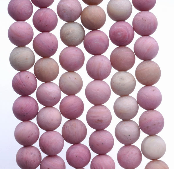 8MM Matte Rhodonite Gemstone Round Loose Beads 7.5 inch Half Strand (80002305-M13)