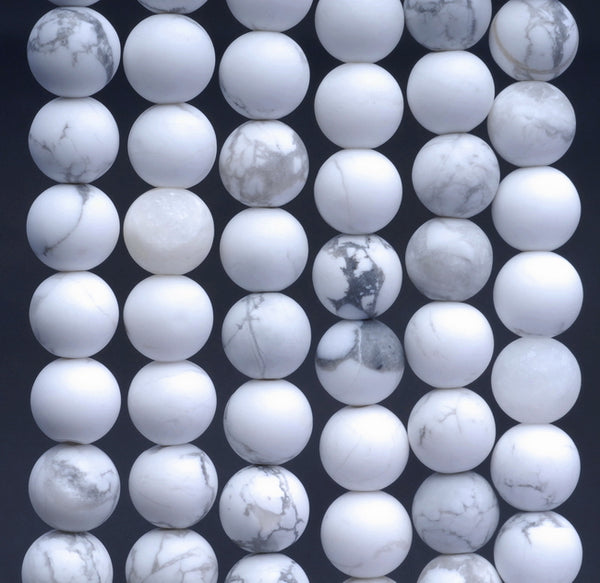 8MM Matte Howlite Gemstone Round Loose Beads 7.5 inch Half Strand (80002311-M12)