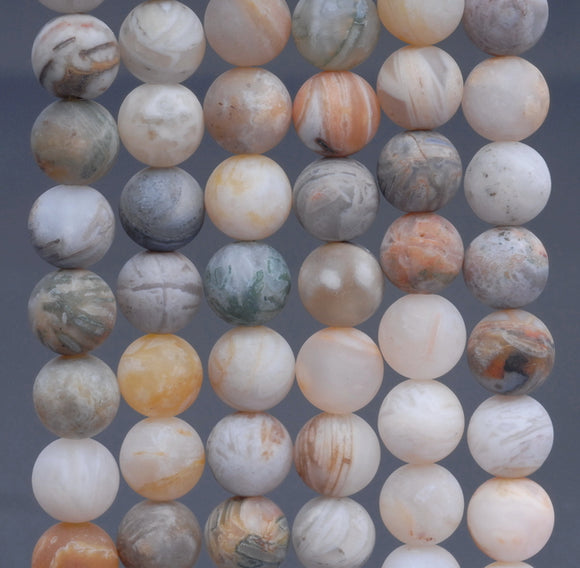 6MM Matte Bamboo Agate Gemstone Round Loose Beads 15 inch Full Strand (80002369-M10)