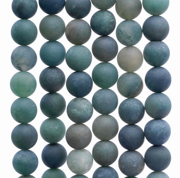 4MM Matte Green Agate Gemstone Round Loose Beads 15 inch Full Strand (80002374-M10)