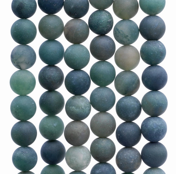 6MM Matte Green Agate Gemstone Round Loose Beads 15 inch Full Strand (80002375-M10)