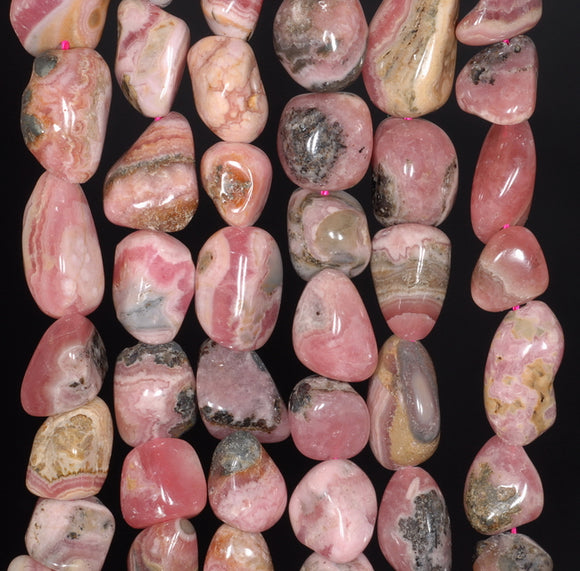 9-10MM Rhodochrosite Gemstone Pebble Nugget Granule Loose Beads 15.5 inch Full Strand (80002553-A61)