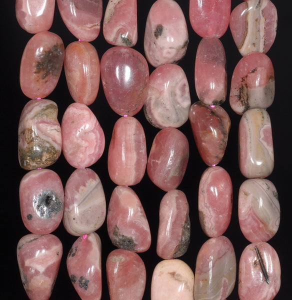 7-8MM Rhodochrosite Gemstone Pebble Nugget Granule Loose Beads 15.5 inch Full Strand (80002554-A61)