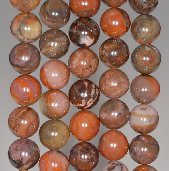 7MM Orange River Jasper Gemstone Round Loose Beads 15 inch Full Strand (80002639-A60)