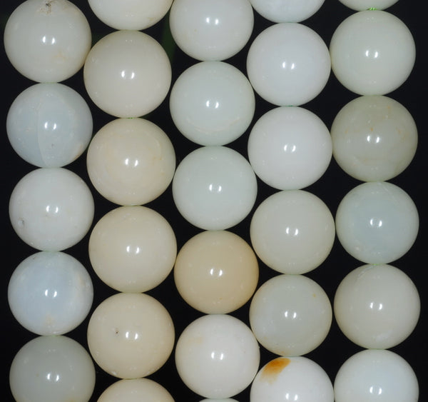 10MM White Green Opal Gemstone Grade A Round Loose Beads 15.5 inch Full Strand (80002662-A87)