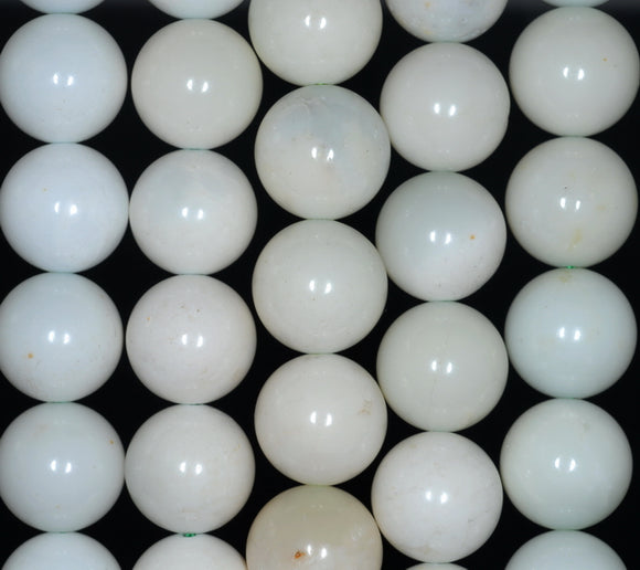 12MM White Green Opal Gemstone Grade AB Round Loose Beads 7.5 inch Half Strand (80002670 H-A88)