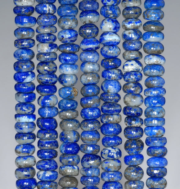 6X3MM Natural Lapis Lazuli Gemstone Grade AB Rondelle Loose Beads 7.5 inch Half Strand (80002678 H-A91)