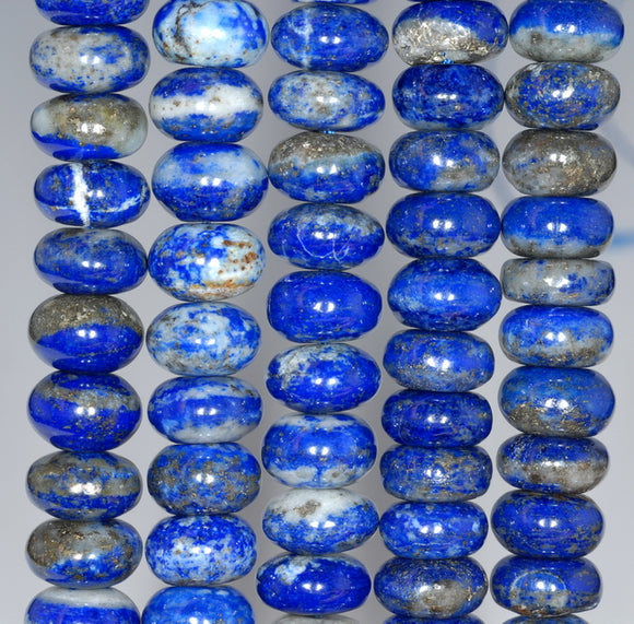 10X6MM Natural Lapis Lazuli Gemstone Grade AB Rondelle Loose Beads 15.5 inch Full Strand (80002682-A91)