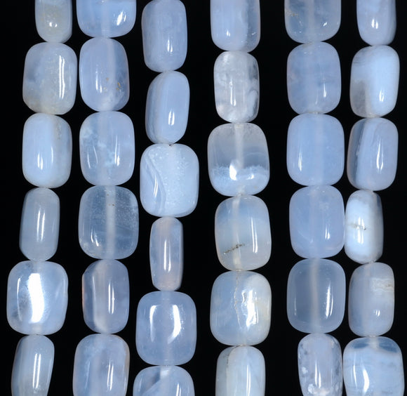 10X8MM Chalcedony Blue Agate Gemstone Rectangle Loose Beads 15.5 inch Full Strand (80002712-A169)