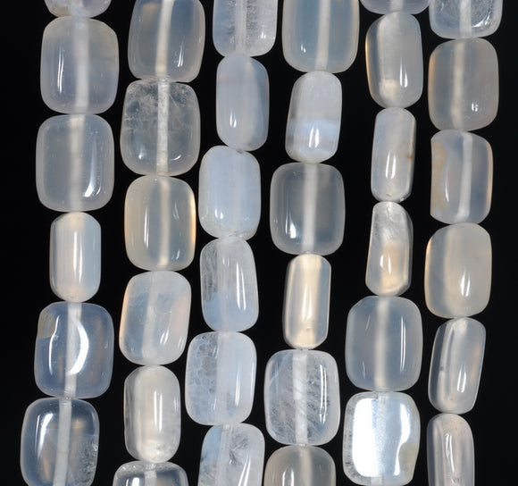 10X8MM Chalcedony Blue Agate Gemstone Rectangle Loose Beads 15.5 inch Full Strand (80002713-A169)