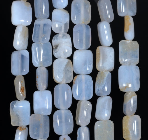 10X8MM Chalcedony Blue Agate Gemstone Rectangle Loose Beads 15.5 inch Full Strand (80002714-A169)