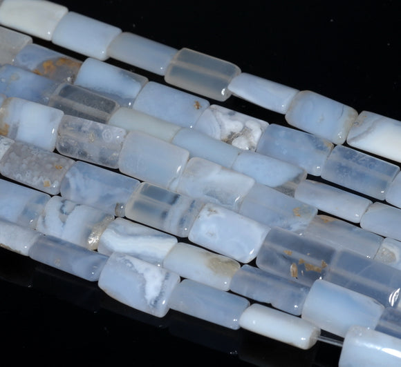 12x8MM Chalcedony Blue Agate Gemstone Rectangle Loose Beads 15.5 inch Full Strand (80002715-A169)