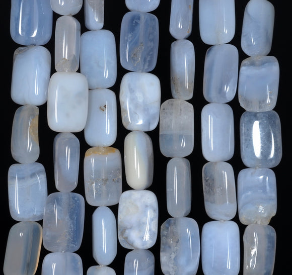 12x8MM Chalcedony Blue Agate Gemstone Rectangle Loose Beads 7.5 inch Half Strand (80002716 H-A169)