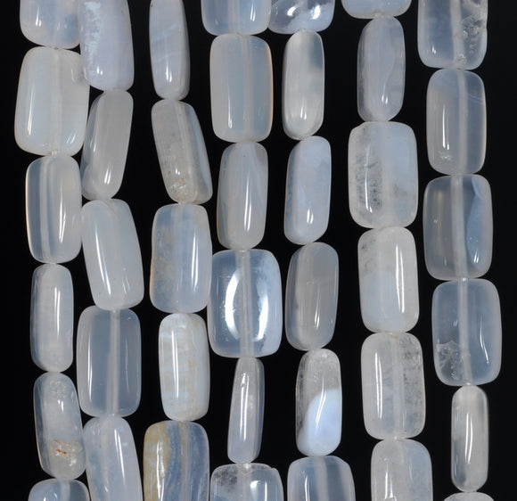 12x8MM Chalcedony Blue Agate Gemstone Rectangle Loose Beads 15.5 inch Full Strand (80002718-A169)