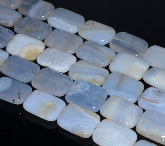 18X13MM Chalcedony Blue Agate Gemstone Rectangle Loose Beads 15.5 inch Full Strand (80002720-A169)