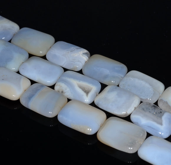 18X13MM Chalcedony Blue Agate Gemstone Rectangle Loose Beads 16 inch Full Strand (80002722-A169)