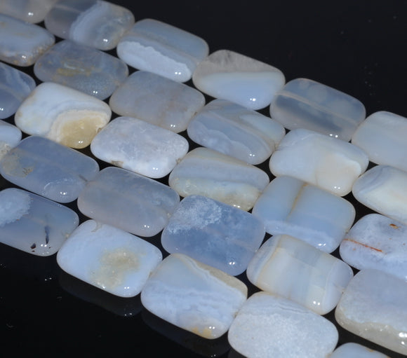 20X15MM Chalcedony Blue Agate Gemstone Rectangle Loose Beads 15.5 inch Full Strand (80002724-A169)