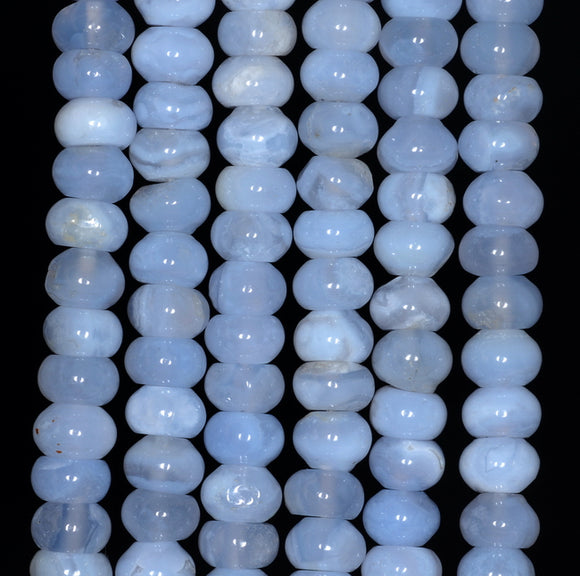 8x5MM Chalcedony Blue Agate Gemstone Grade AA Rondelle Loose Beads 16 inch Full Strand (80002729-A170)