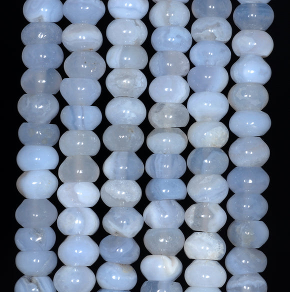 8x5MM Chalcedony Blue Agate Gemstone Grade A Rondelle Loose Beads 7.5 inch Half Strand (80002730 H-A170)