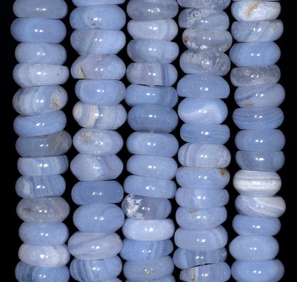 9X5-9X4MM Chalcedony Blue Agate Gemstone Grade AA Rondelle Loose Beads 16 inch Full Strand (80002732-A170)