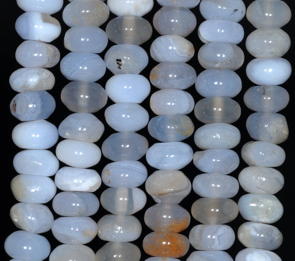 10X6-10X5MM Chalcedony Blue Agate Gemstone Grade A Rondelle Loose Beads 16 inch Full Strand (80002735-A170)