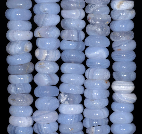 11X5-11X4MM Chalcedony Blue Lace Agate Gemstone Grade AA Rondelle Loose Beads 16 inch Full Strand (80002736-A167)