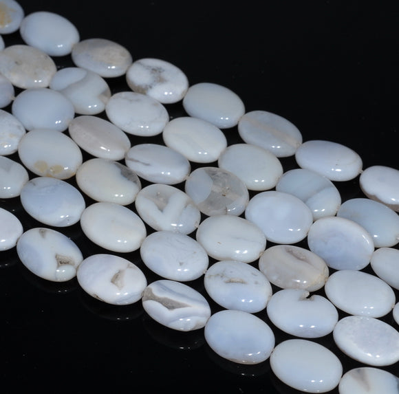 14x10MM Chalcedony Blue Agate Gemstone Oval Loose Beads 15.5 inch Full Strand (80002747-A167)