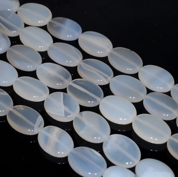 14x10MM Chalcedony Blue Agate Gemstone Oval Loose Beads 15.5 inch Full Strand (80002748-A167)