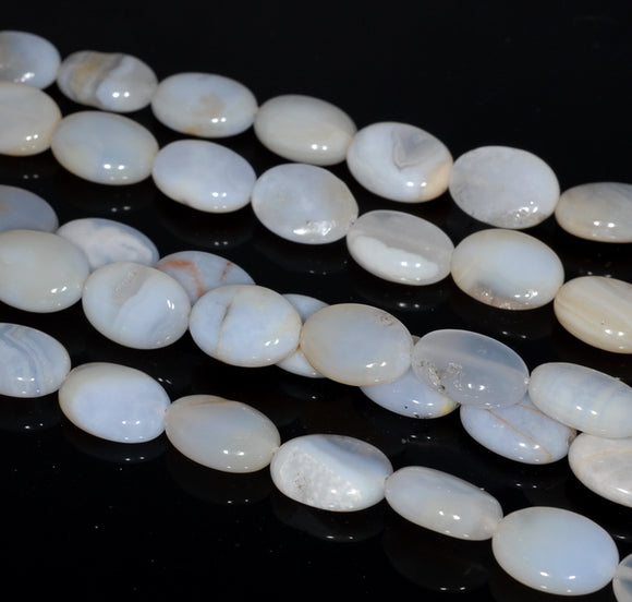 14x10MM Chalcedony Blue Agate Gemstone Oval Loose Beads 15.5 inch Full Strand (80002749-A167)