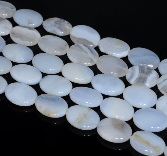 18x13MM Chalcedony Blue Agate Gemstone Oval Loose Beads 15.5 inch Full Strand (80002751-A168)