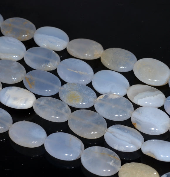 18x13MM Chalcedony Blue Agate Gemstone Oval Loose Beads 15.5 inch Full Strand (80002752-A168)