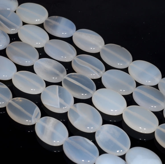 18x13MM Chalcedony Blue Agate Gemstone Oval Loose Beads 15.5 inch Full Strand (80002754-A168)