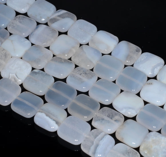 14X14MM Chalcedony Blue Agate Gemstone Square Loose Beads 16 inch Full Strand (80002756-A168)