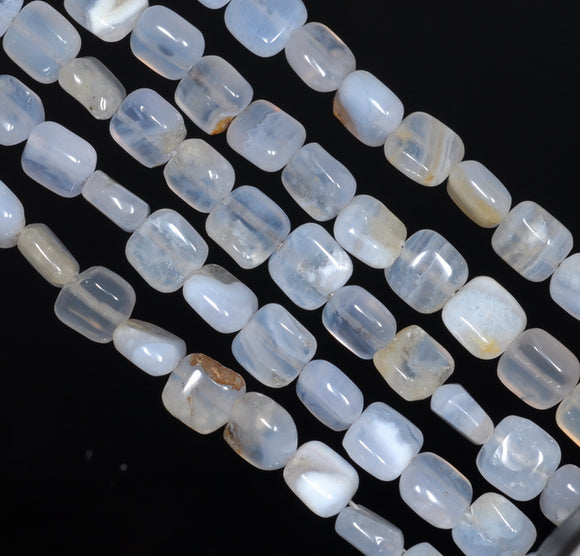 8X8MM Chalcedony Blue Agate Gemstone Square Loose Beads 15.5 inch Full Strand (80002758-A168)