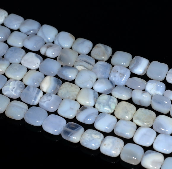 8X8MM Chalcedony Blue Agate Gemstone Square Loose Beads 15.5 inch Full Strand (80002760-A168)