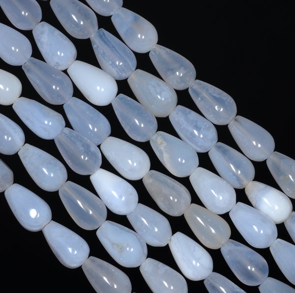 10X6MM Chalcedony Blue Agate Gemstone Teardrop Loose Beads 16 inch Full Strand (80002762-A168)