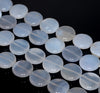 16MM Chalcedony Blue Agate Gemstone Round Flat Loose Beads 15.5 inch Full Strand (80002763-A168)