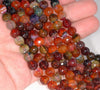 8MM Party Mix Dragon Vein Agate Gemstone Faceted Round Loose Beads 14.5 inch Full Strand (80002778-A55)