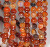 8MM Orange Red Agate Gemstone Faceted Round Loose Beads 14.5 inch Full Strand (80002779-A55)