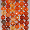 8MM Orange Red Agate Gemstone Faceted Round Loose Beads 14.5 inch Full Strand (80002779-A55)