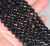 8MM Black Agate Gemstone Faceted Round Loose Beads 14.5 inch Full Strand (80002780-A55)